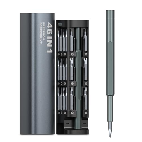 ORIA Juego de Destornilladores de Precisión, 46 en 1 Mini Destornilladores con 42 Puntas S2, Caja de Almacenamiento Magnética, Ango Antideslizante, Herramienta de Reparación para Computadora, Reloj