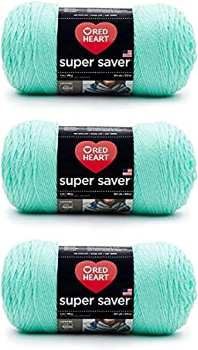 Image of Red Heart Super Saver Minty Yarn - 3 Pack of 198g /7oz - Acrylic - 4 Medium (Worsted) - 364 Yards - Knitting /Crochet