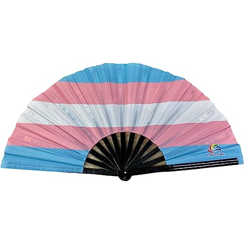 LGBTQIA+ Transgender Pride Large Bamboo Clacking Dance Fan