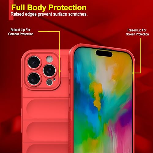 Image of amazon basics Back Case Cover for iPhone 16 Pro Max | Compatible for iPhone 16 Pro Max Back Cover | Liquid Silicon Magic Case with Camera Protection | Red