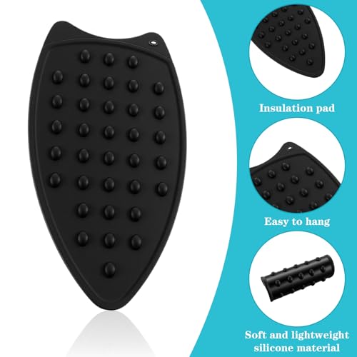 Image of Silicone Iron Rest Pads, Multipurpose Heat Resistant Mat Iron Pad Ironing Mat for Ironing Board, Protective Pads Resting Plate for Hot Flat Irons Curling Wands, Hot Tool Holder (Black)​