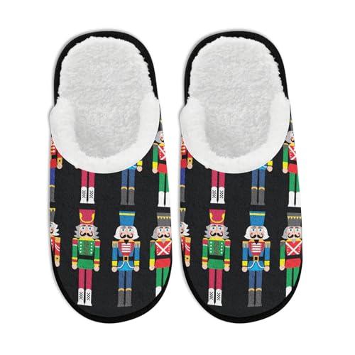 Comfy House Slippers for Women Men Christmas Buffalo Check Funny Reindeer Santa Snowman Xmas Tree Snowflake Slipper Winter Slip on Cozy Memory Foam House Shoes Holiday Party Gifts