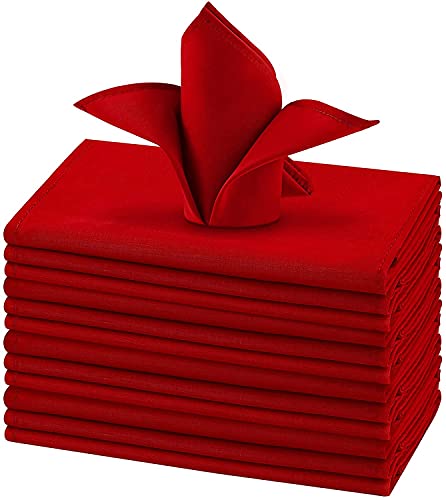 M I Fashions Red Dinner Napkin Pure Cotton Napkins for Dining Table – Red Kitchen Napkins Multipurpose Rumal (Pack of 10) 17 X 17 Inch