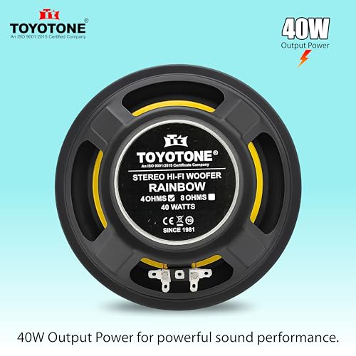 Image of 8 inch Inch Rainbow Yellow Stereo HI-FI Woofer Speaker | Copper Coil | Impedance 4 Ohms | 90 * 17MM Magnet | 40 Watt for Car and Home Audio System (Pack of 1)