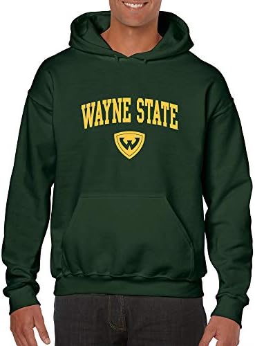 UGP Campus Apparel NCAA Officially licensed College - University Team Color Arch Logo Hoodie, Wayne State Warriors Forest, X-Large — view 3