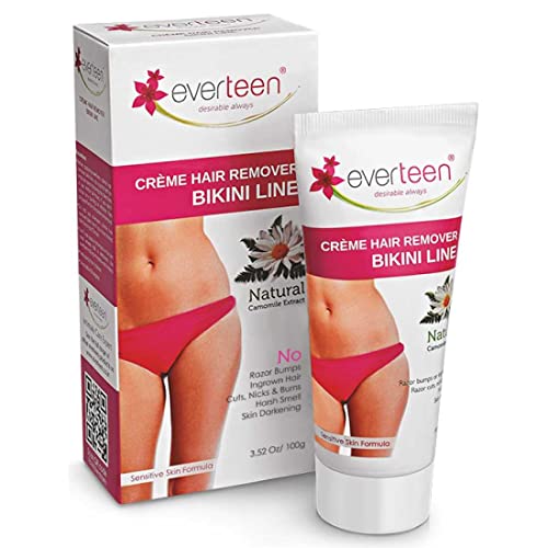 Image of everteen 100g Bikini Hair Removal Cream for Women & Girls, Painless Hair Remover Cream for Bikini Line and Underarms, No Harsh Smell, Skin Darkening or Rashes, Pack of 1