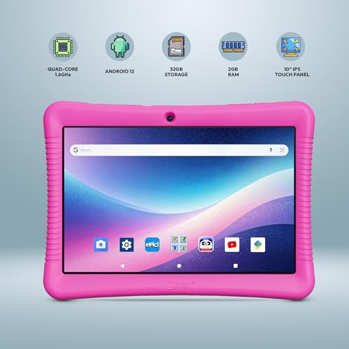 Image of Contixo K102 10 inch Kids Tablet Bundle - HD Learning Tablet & Sleeve Bag for Kids Ages 3-7, Includes Learning Educational Apps, Parental Controls, Android, Dual Camera - Pink