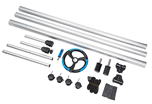 Sunsolar In-Ground Pool Cover Reel Set — 3-Piece Aluminum Telescoping Pole With Spinning Reel — Buckle And Straps For Attaching A Pool Cover — Wheeled Base For Easy Moving — 15 Feet #TOP1
