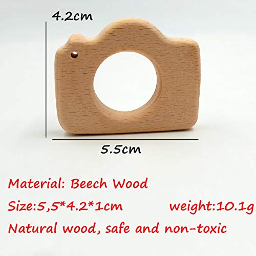 Image of 2pcs Lovely Cartoon Wood Camera Pure Natural Animal Shape Beech Wooden Handmade Pattern DIY Jewelry Making Necklace Pendant