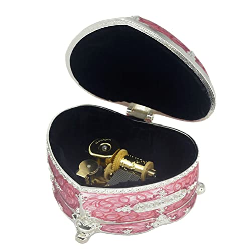 ROSIKING Emboss Alloy Metal Music Box Wind Up Movement Music Box for Friends on Christmas,Valentine's Day (Boutique Embossed Metal Music Box J, Tune ; la Vie en Rose)