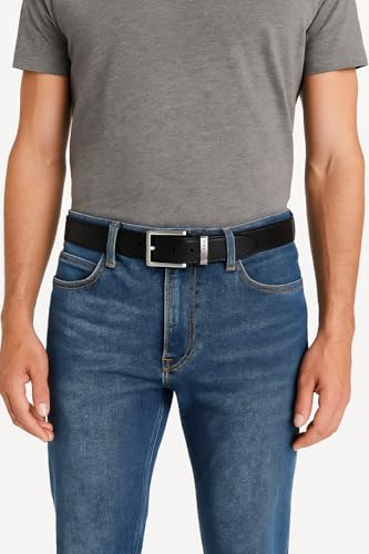 Image of Nautica Men's Casual Leather Belt | Everyday | Classic | Pants | Jeans | Khakis | Chinos | Metal Buckle