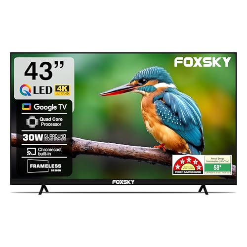 Image of Foxsky 109 cm (43 inch) Frameless Series 4K UHD QLED Google TV FS43GATV (Black)