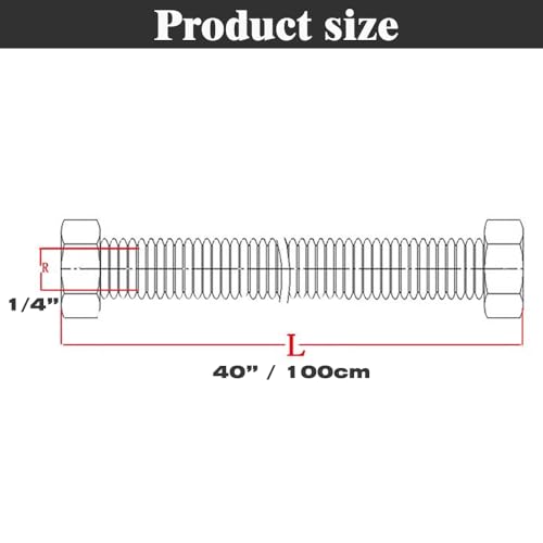 Image of SHOOSHINE 40 inch X 1 /4 inch Stainless Steel PTFE Reinforced Hose, 870PSI, -40F to 400F, JIC-4 Female or 1 /4 inch NPT Male Adapter Compatible with A - R - B 740203