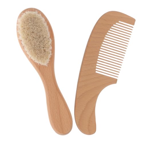 Toyvian Baby Hair Brush Set Newborn Gentle Scalp Brush Wood Handle Bath Brush Soft Bristle Baby Wash Brush for Hair Comb