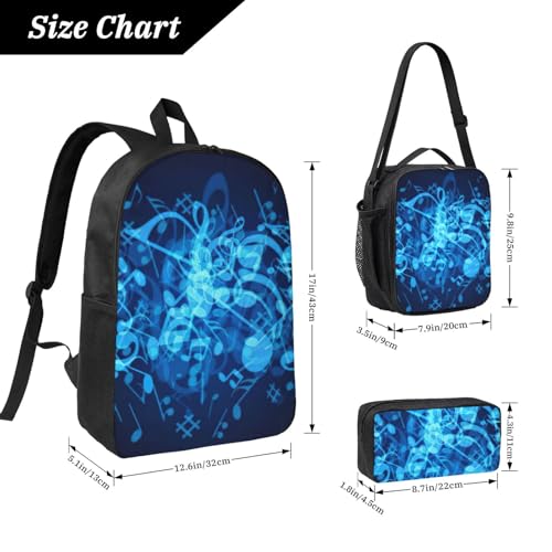 Sac à dos imprimé notes de musique bleues 3 en 1 taille unique - 4