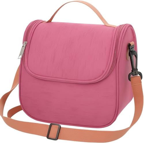 Bolsa Térmica Marmita com Alça de Ombro – Lancheira para Trabalho, Escola, Academia, Passeios – Unissex, Resistente e Estiloso (Rosa)
