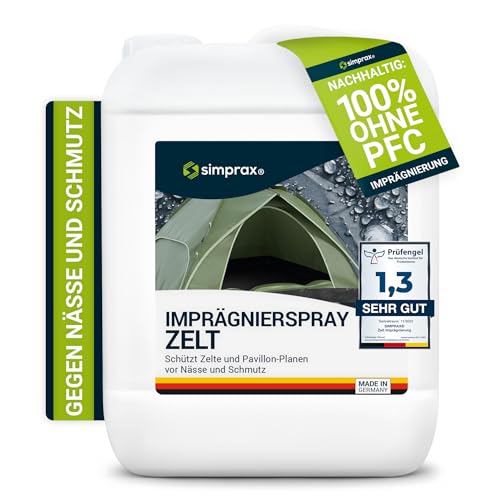 simprax® Tent Waterproofing Spray - Certified Eco-Friendly, UV-Stable & Biodegradable Waterproof Spray | Made in Germany | Waterproofing Spray Enhances Water-Repellency for Tent & Technical Textiles