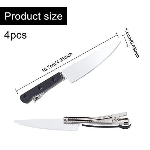 Pligreat 4 Pcs Cute Bangs Hair Clips, Fashion Creative Duckbill Clip Gothic Tableware Hair Clips Girls Cosplay Party Punk Rock Headwear Hair Accessories Cool Mini-Dagger Hair Clips For Women #TOP3