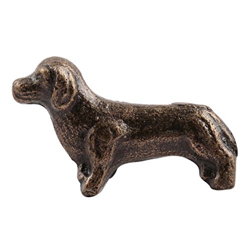Set von 4 Dackel Hund Eisen Schrank Knauf in Messing antik