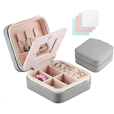 Aucuu Joyero Pequeña, Joyero Viaje con Espejo, Portátil Jewelry Organizer para Mujer Cover