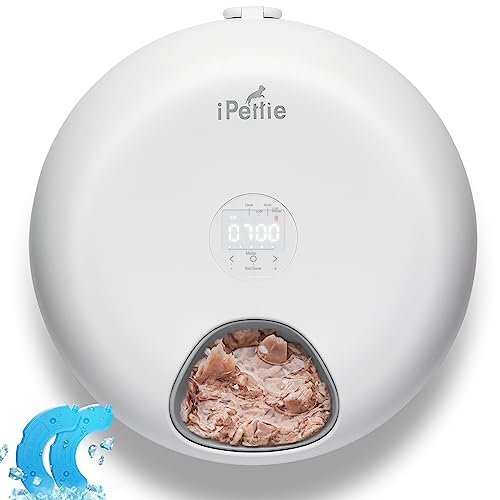 iPettie Donut Frost 6 Meal Cordless Automatic Pet Feeder, Dry & Wet Food Automatic Cat Feeder with Two Ice Packs, Rechargeable Massive Battery, Programmable Timer, Holds 6 x ½ lb. of Food