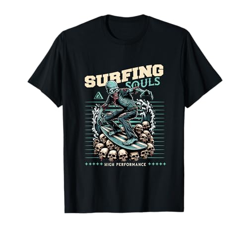 Ropa de playa Surfing Souls Skeleton Surfer Zombie Surfing Waves Camiseta