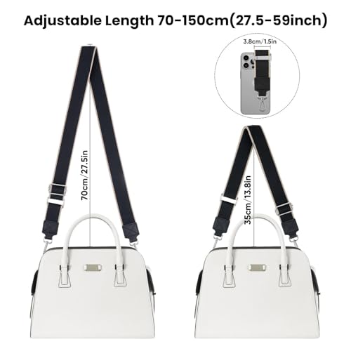 Image of Purse Strap 1.5 inch Replacement Crossbody Bag Straps Canvas Handbag Shoulder Strap, Adjustable Woven Tote Belt (1.5 inch Black /Silver Buckle)
