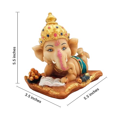 Image of YASHONIDHI Lord Ganpati Reading Book, Studying Bal Ganesha Cute Statue, Made of Resin, for Pooja Room, Living Room, Study Room, Home and Office Decoration, Showpiece for Gift Purpose