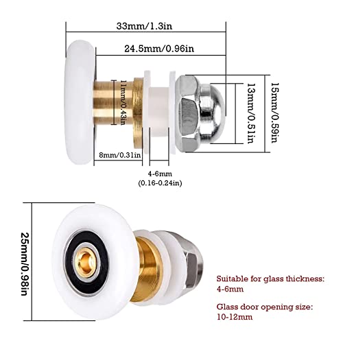 Qikuver 4PCS Shower Door Rollers - Image 2