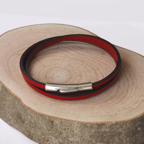 LES POULETTES JEWELS - Bracelet Woman Flat Leather Stainless Steel Clasp - Classics3