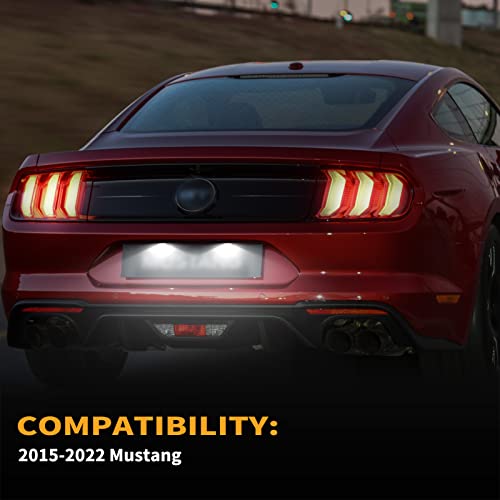 Gempro LED License Plate Light for Ford Mustang 2015-2023 Rear Bumper Tag Lamps Assembly 6000K White, 2PCS