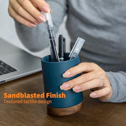 Image of Pen Holder for Desk, Ceramic Pencil Organizer & Makeup Brush Holder, Office Decor and Desk Accessories,Perfect Office Organization,Teacher Supplies(Royal Blue, Set / 1)