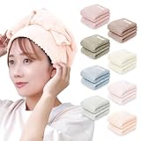 WEIMALL ヘアドライタオル 速乾 2'54分【2枚セット】マイクロファイバー 吸収力約5倍 ふわふわ マシュマロ肌触り タオル生地厚さ2倍 時短 100×40cm レギュラーサイズ シェルピンク DTW004SP
