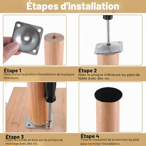 Pieds de table de remplacement 40cm pour canapé et meuble TV CYEER - 6