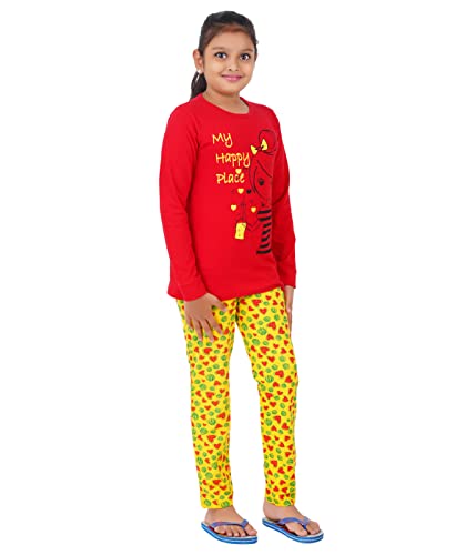 Image of MIST N FOGG Girls' Printed Cotton T Shirt and Pyjama Set /Nightwear /Top and Pyjama Set