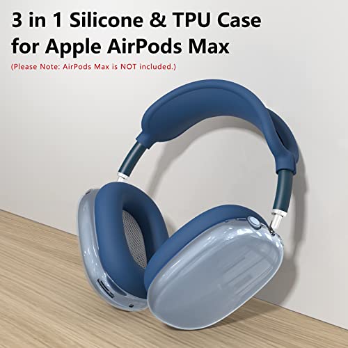 Image of Silicone Case Cover for AirPods Max 2 / AirPods Max Headphones (Blue) | Clear Soft TPU Ear Cups Cover /Ear Pad Case Cover /Headband Cover for AirPods Max,Transparent Accessories for Apple AirPods Max
