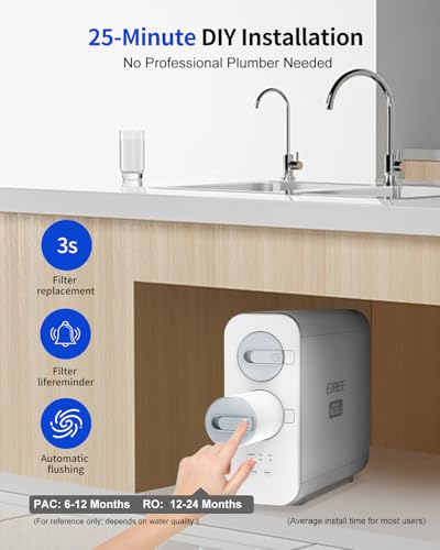 Image of Eiree C6 Tankless Reverse Osmosis System, NSF /ANSI 42 & 372 Certified, 600GPD Under Sink RO Water Filter with 2:1 Pure to Drain Ratio, Reduces TDS & Odor for Clean Drinking Water