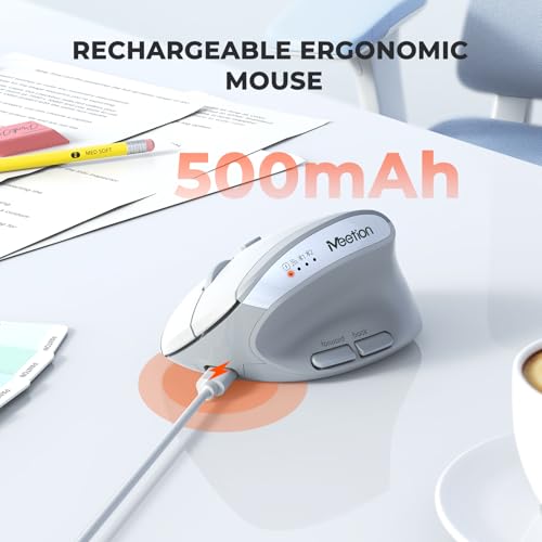 Image of MEETION Ergonomic Vertical Mouse, Wireless Bluetooth Mouse - White