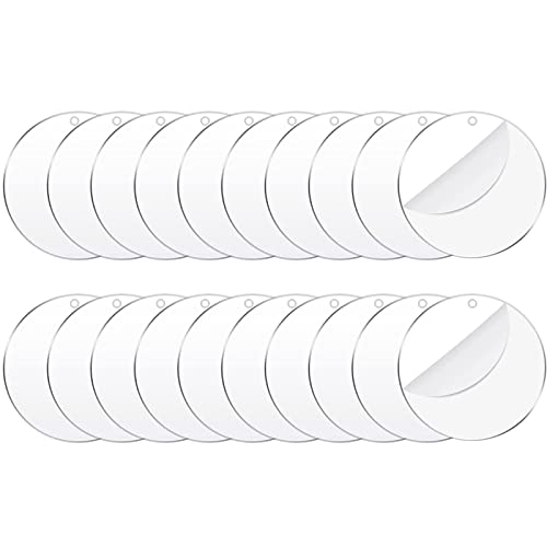 20 Stück Acrylscheibe Transparent, Klare Acrylplatte, Rund Acryl Scheibe, Ideal für die Herstellung von Schlüsselanhängern und Christbaumschmuckg(5cm)