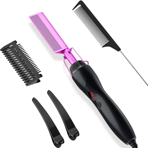 Peigne chauffant 2 en 1 lisseur portable avec 3 niveaux de chaleur pour voyage
