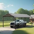 MFSTUDIO Carport 10x20 ft, Outdoor Heavy Duty Metal Shed Carports, Metal Garage Car Shelter Shade Car Port with Galvanized Roof, Frame and Bolts for Cars, Truck and Boats