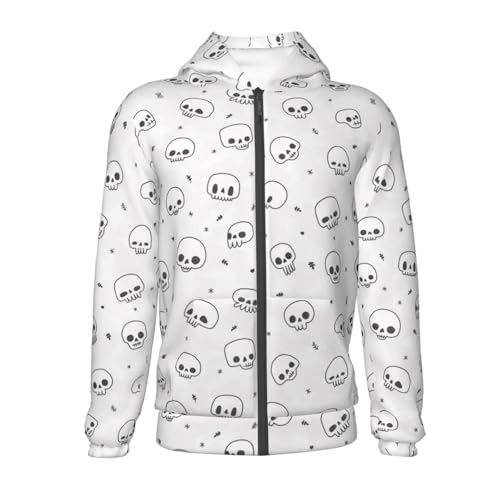 Cute Naive Skulls Kids Pullover Hoodies Boys Zip Up Sweatshirts Girls Athletic Clothes with Pocket2