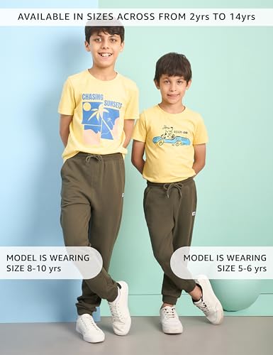 Image of Amazon Brand - Symbol Boys Cotton Rich Stretchable Knit Terry Track Pants Joggers | Age 2-14 Years
