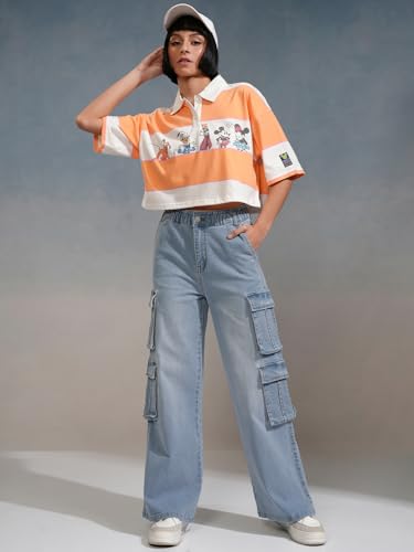 Image of Tokyo Talkies Women Cargo Jeans | Straight fit