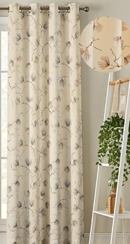Image of Window Curtains 5 Feet | 48x60 Inch | 1 Panel Only | Velvet Blackout Parda for Kitchen & Small Windows | Cream Colour
