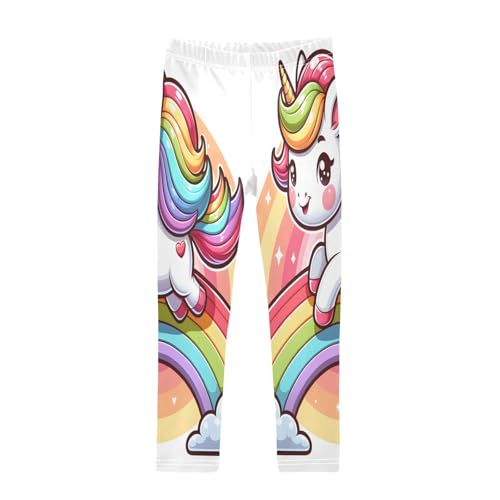 Toddler Girls Leggings Printed Yoga Pants Leggings Cartoon Unicor on Rainbow for Kids
