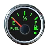 52mm Fuel Level Gauge 0-190ohm Fuel Meter with Alarm Function for Boat Car Yacht 7 Color Backlight Oil Tank Indicator(240-33 White)