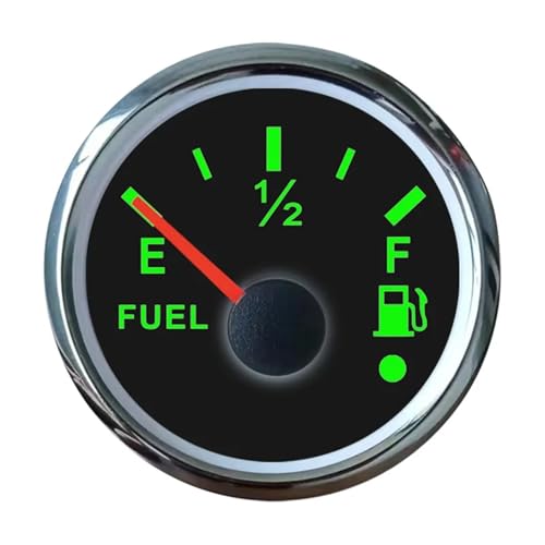 52mm Fuel Level Gauge 0-190ohm Fuel Meter with Alarm Function for Boat Car Yacht 7 Color Backlight Oil Tank Indicator(240-33 White)
