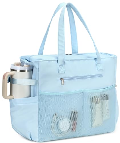 Image of LEDAOU Large Beach Bag Women Zipper Beach Tote Pool Bag for Gym Grocery Travel with Wet Pocket