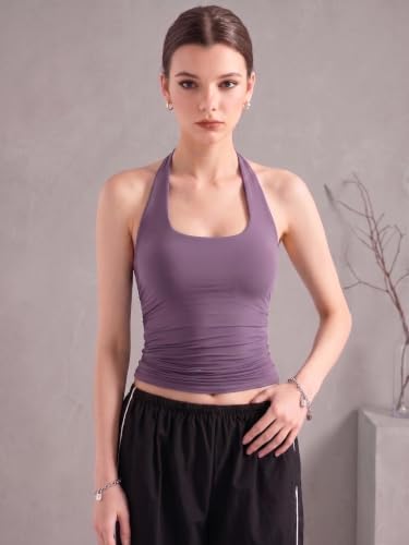 Image of Nexsus Apparels Women's Halter Neck Crop Top| Sleeveless Squre Neck Fitted Cami Top | Casual Wear Top | Available in Plus Sizes